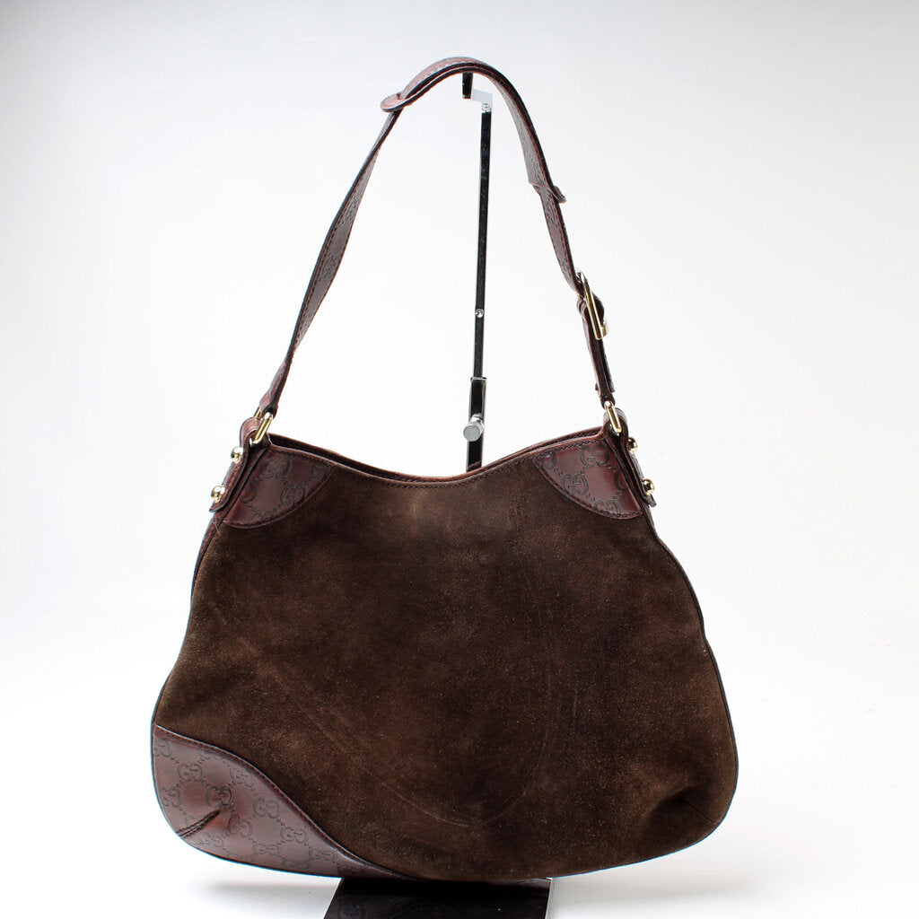 Gucci 204046 Horsebit Suede Hobo Bag
