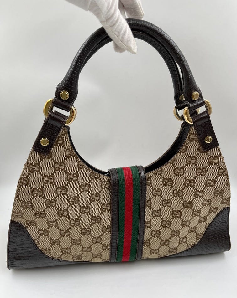 Gucci Jackie Leather Canvas Shoulder Bag Style 15