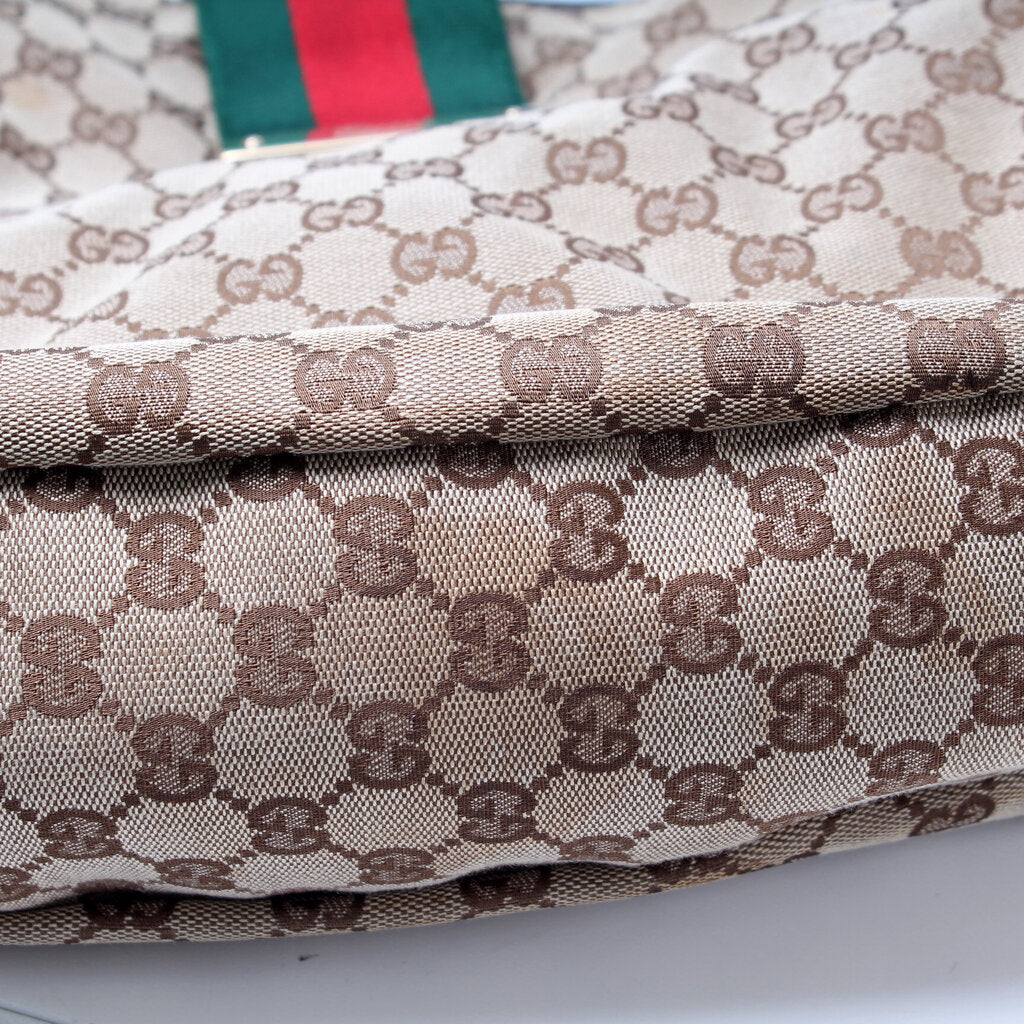 Gucci 211933 GG Web Canvas Hobo Bag