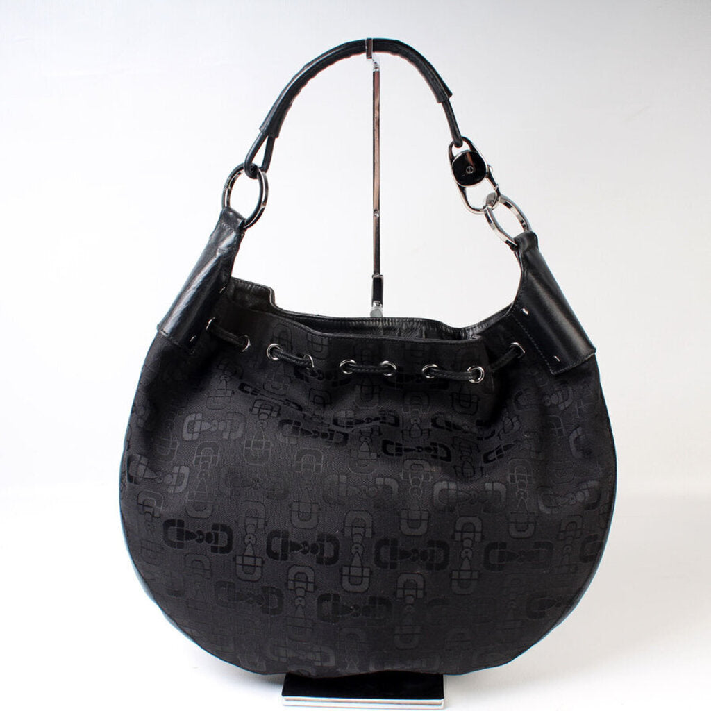 Gucci 179778 Horsebit Canvas Hobo Bag