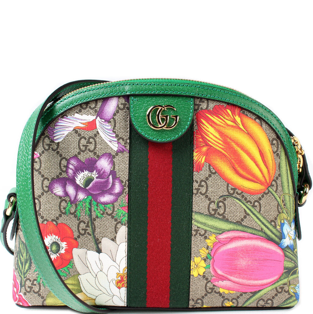 Gucci 499621 Ophidia GG Supreme Flora Small Crossbody Bag