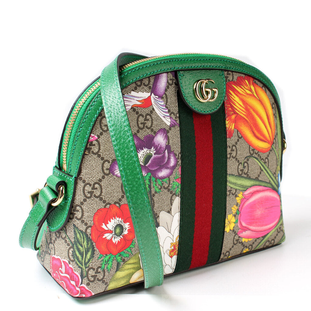 Gucci 499621 Ophidia GG Supreme Flora Small Crossbody Bag
