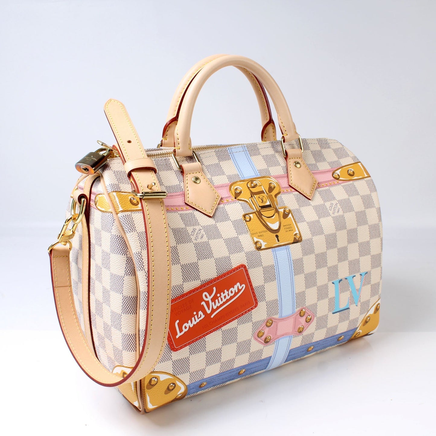 Louis Vuitton Speedy 30 Summer Trunks Bandouliere Damier Azur