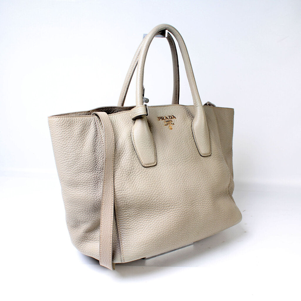 Prada Pebbled Leather Tote Bag