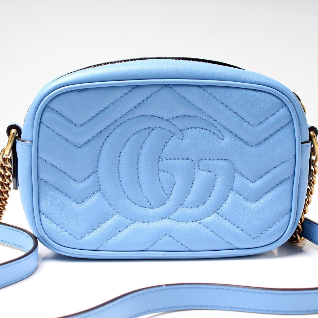 Gucci 448065 Marmont Mini Camera Blue Bag