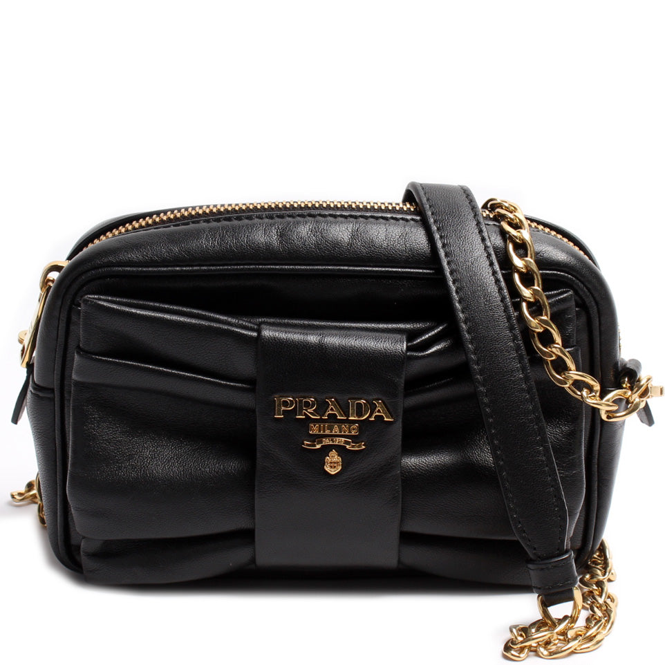 Prada 1BH166 Nappa Bow Crossbody Clutch Bag