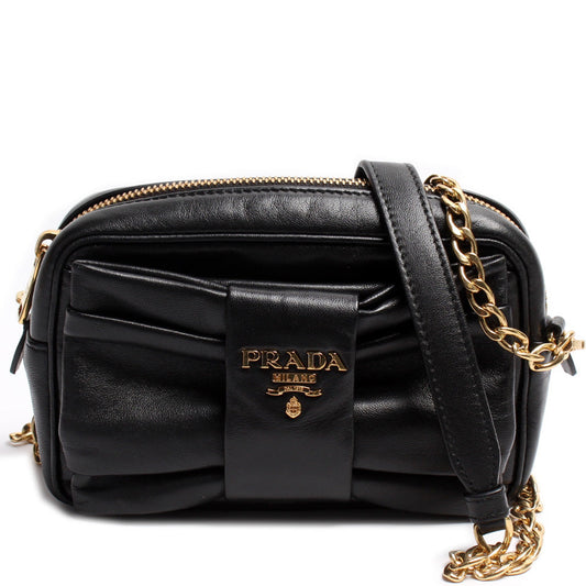 Prada 1BH166 Nappa Bow Crossbody Clutch Bag