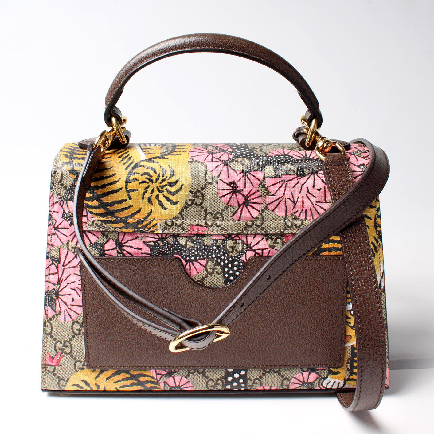 Gucci 453188 Padlock GG Supreme Top Handle Bengal Bag