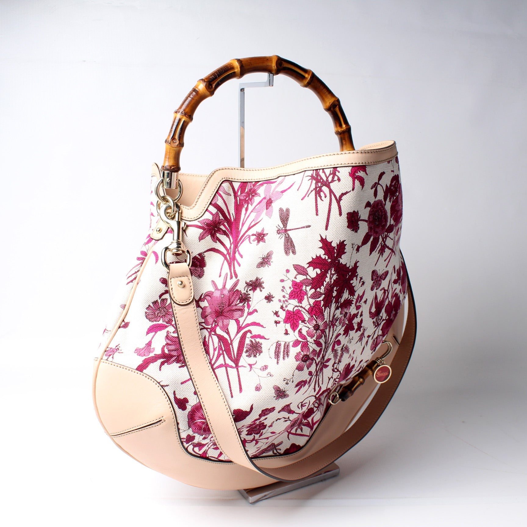 Gucci Peggy Flora Bamboo Hobo Bag