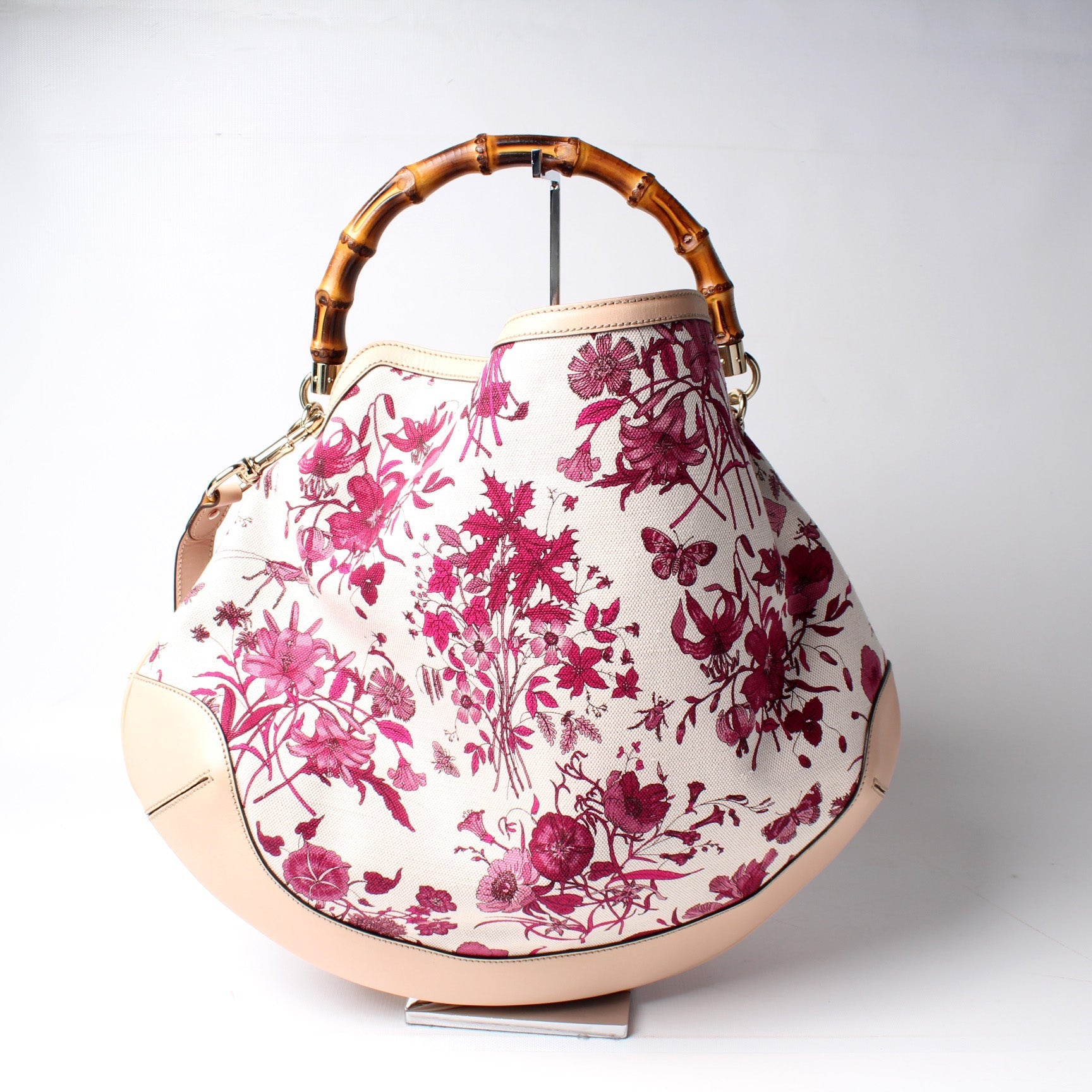 Gucci Peggy Flora Bamboo Hobo Bag