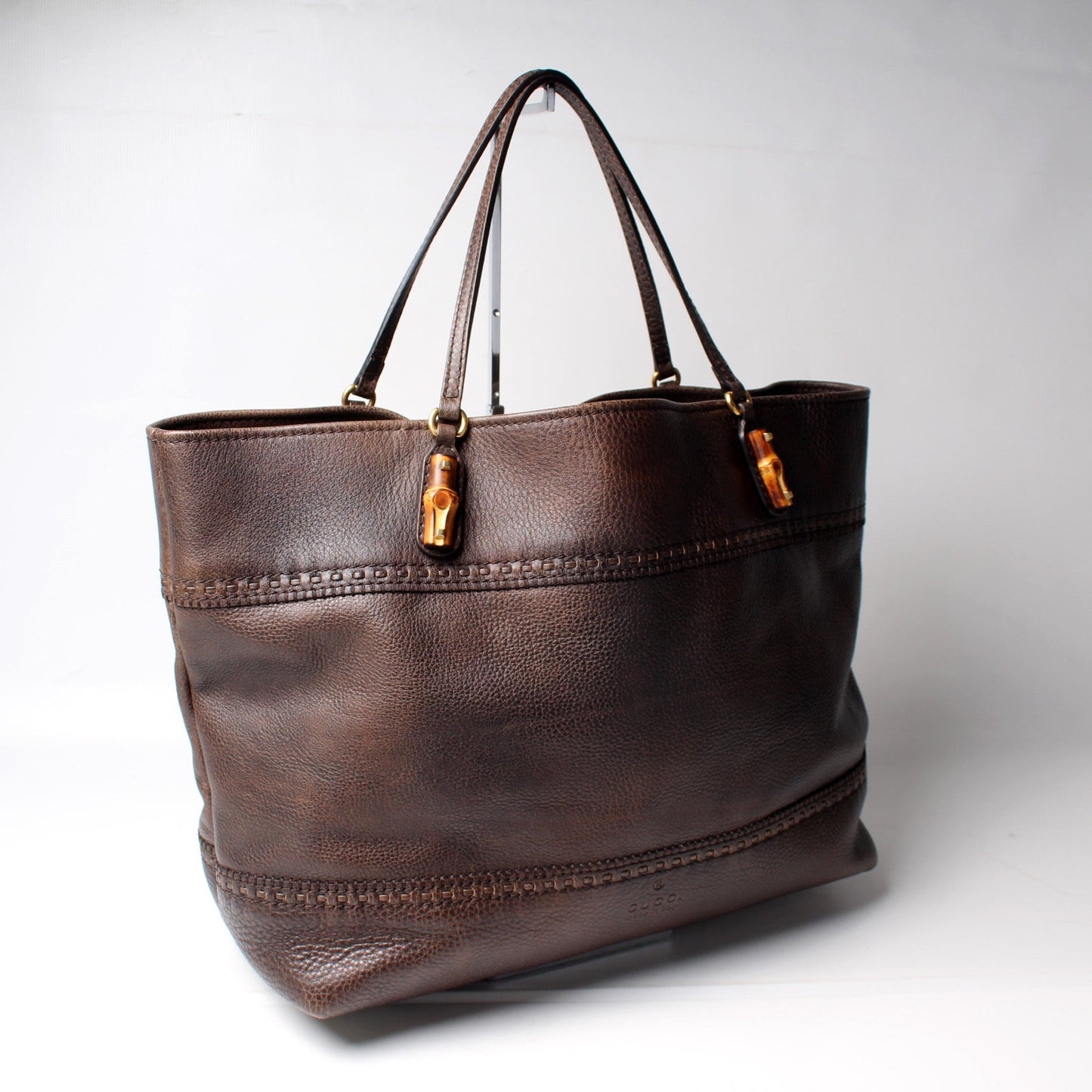 Gucci 339000 Bamboo Leather Tote Bag
