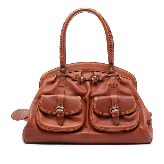 Brown Dior Large Calfskin My Dior Pockets Frame Handbag