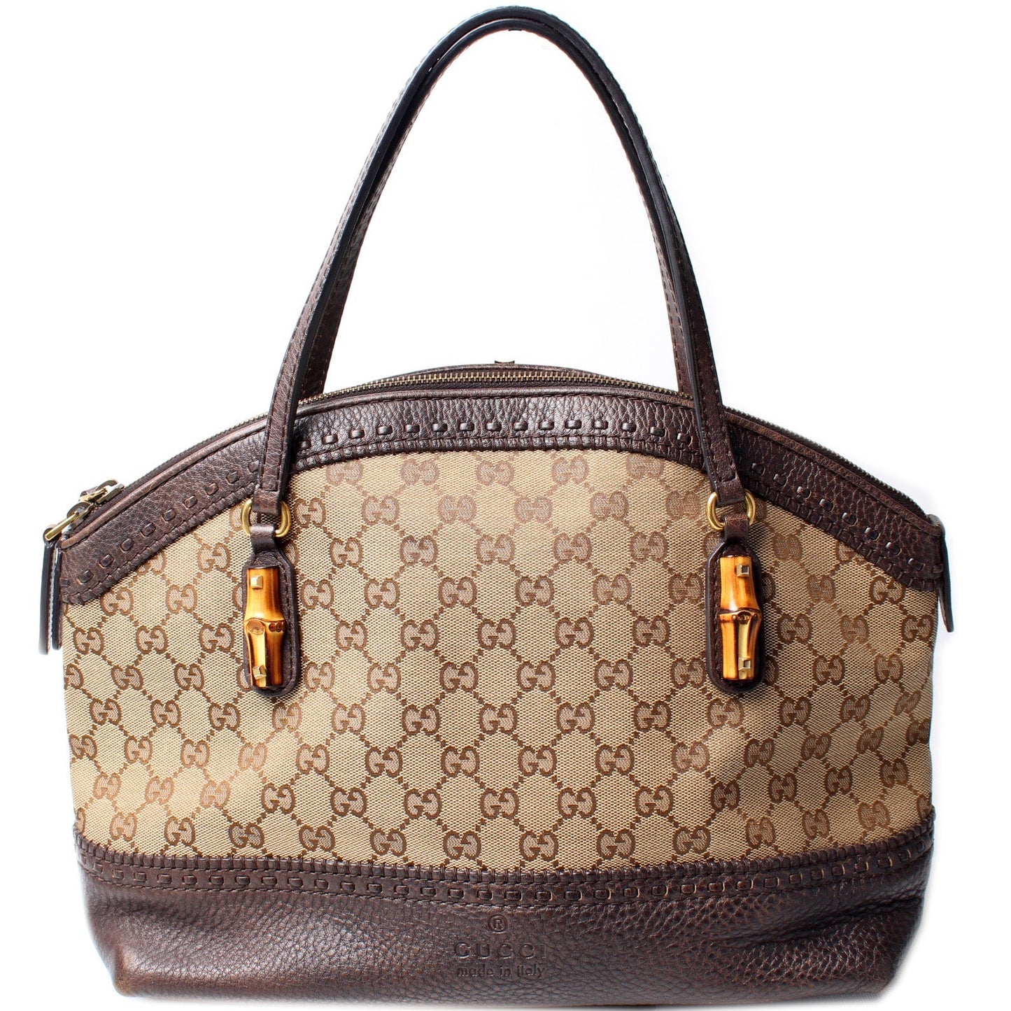 Gucci 339002 GG Bamboo Canvas Shoulder Bag
