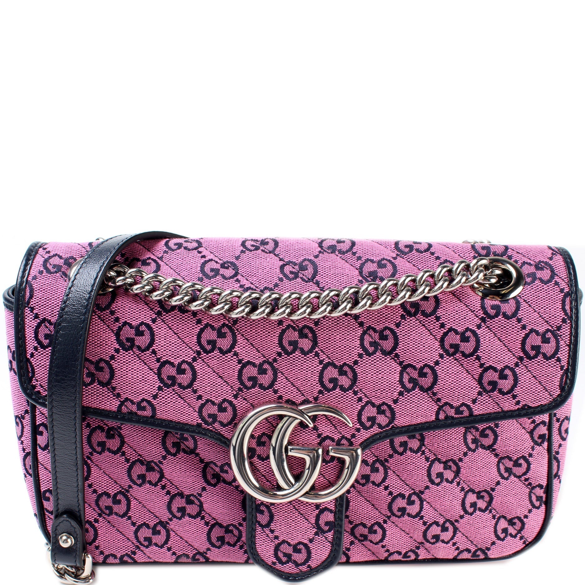 Gucci 443497 GG Marmont Shoulder Quilted Canvas Small Flap Bag