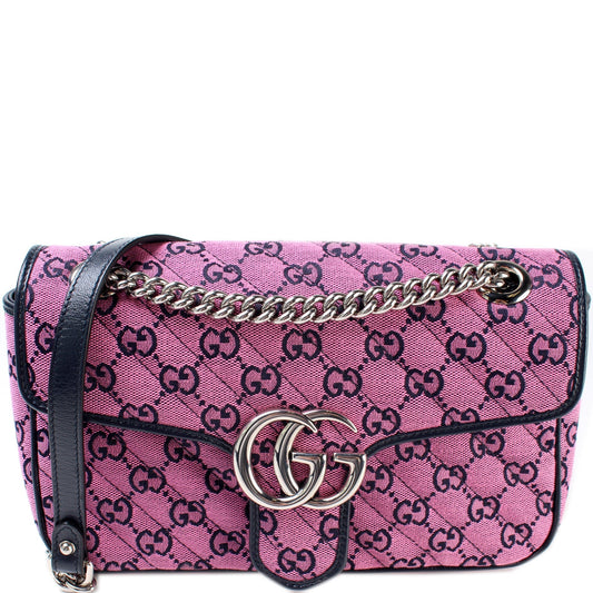 Gucci 443497 GG Marmont Shoulder Quilted Canvas Small Flap Bag