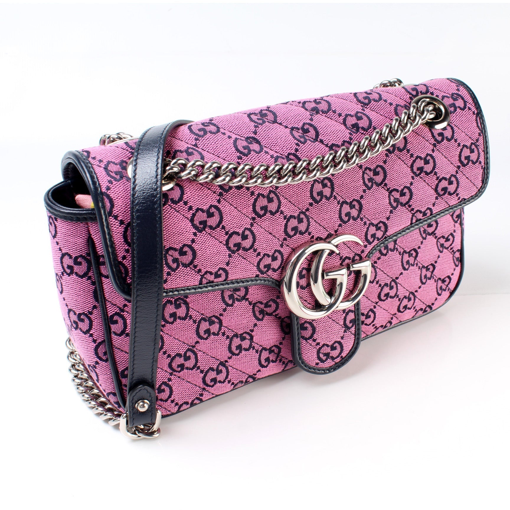 Gucci 443497 GG Marmont Shoulder Quilted Canvas Small Flap Bag