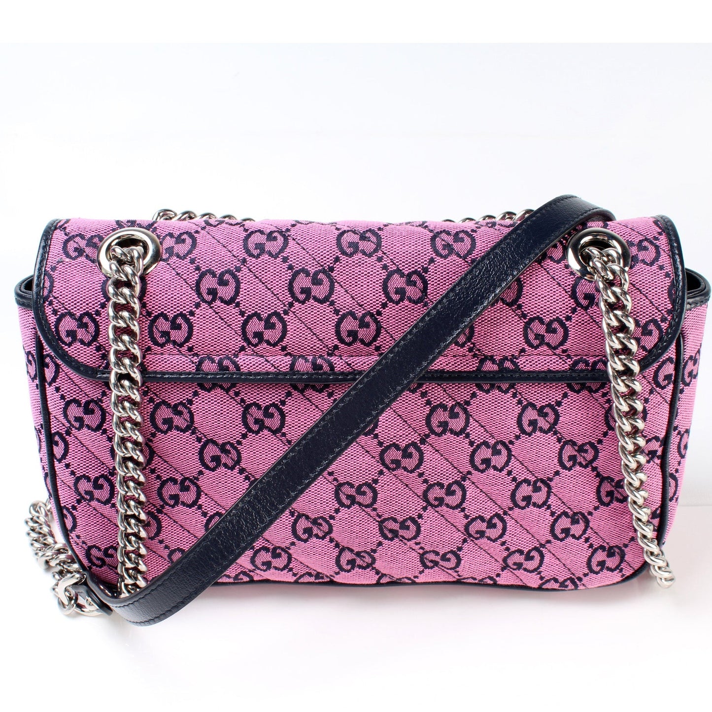 Gucci 443497 GG Marmont Shoulder Quilted Canvas Small Flap Bag