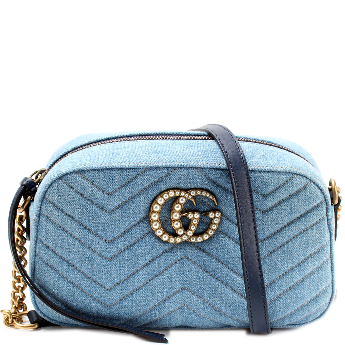 Gucci 447632 Marmont Small Denim Camera Bag