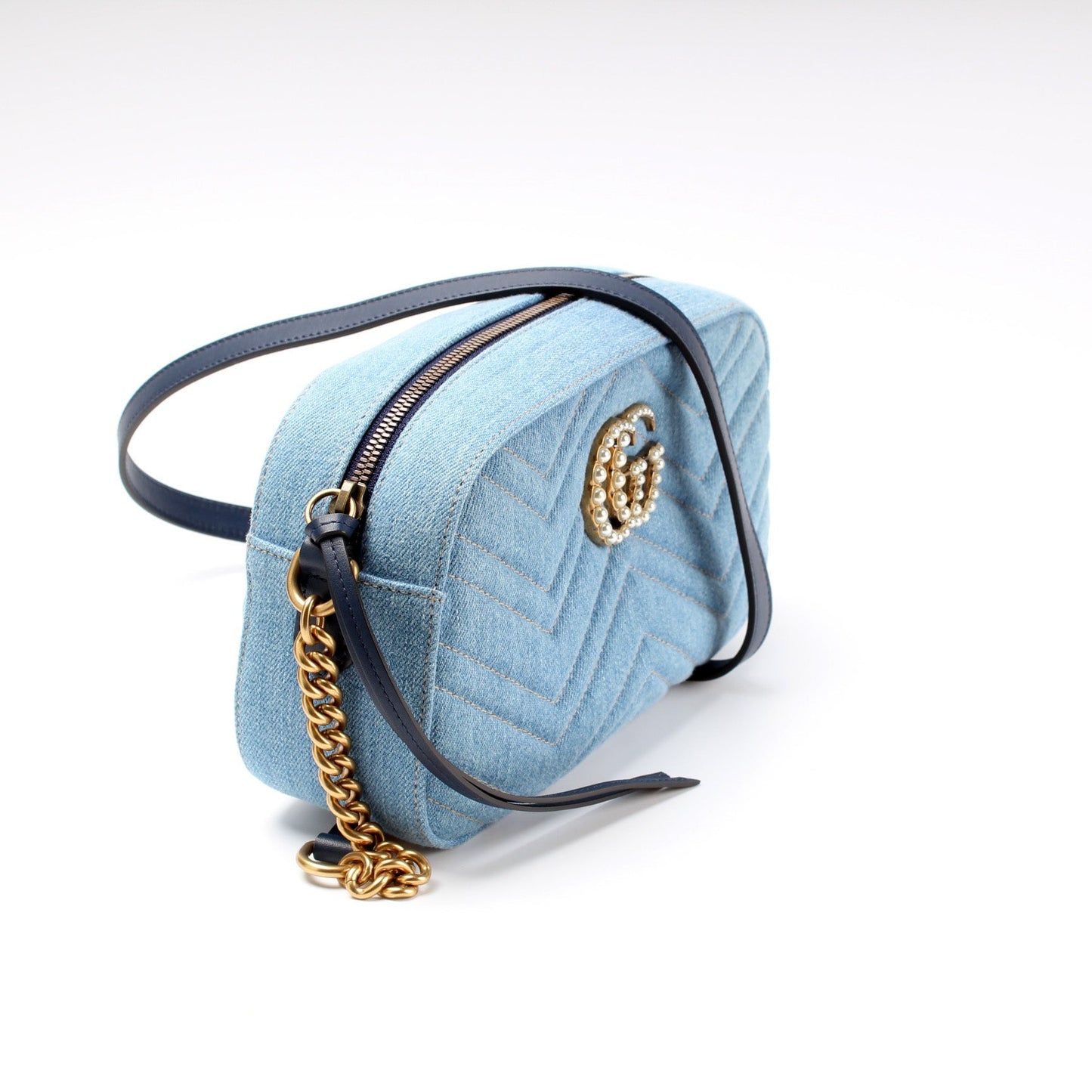 Gucci 447632 Marmont Small Denim Camera Bag