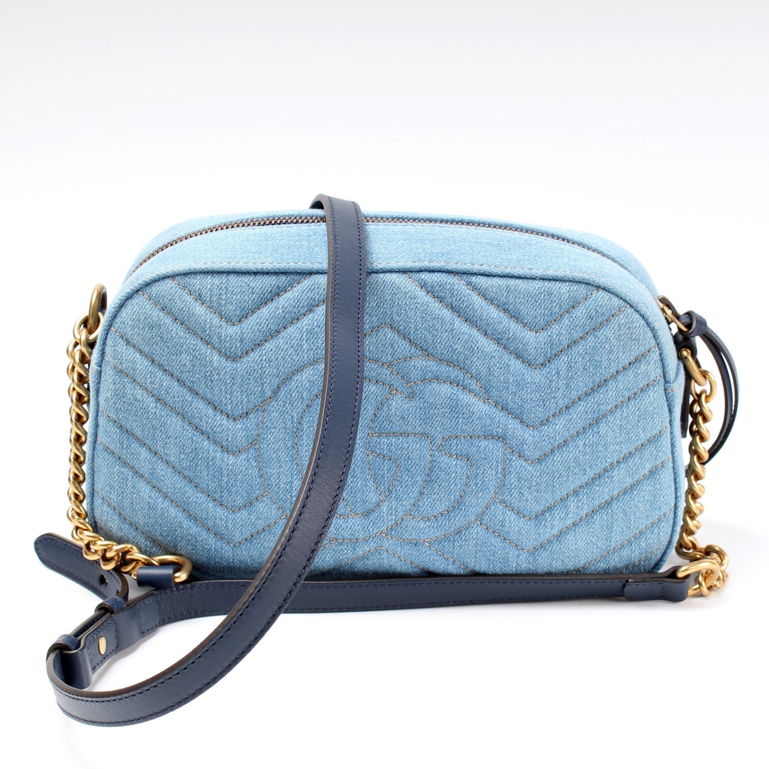 Gucci 447632 Marmont Small Denim Camera Bag