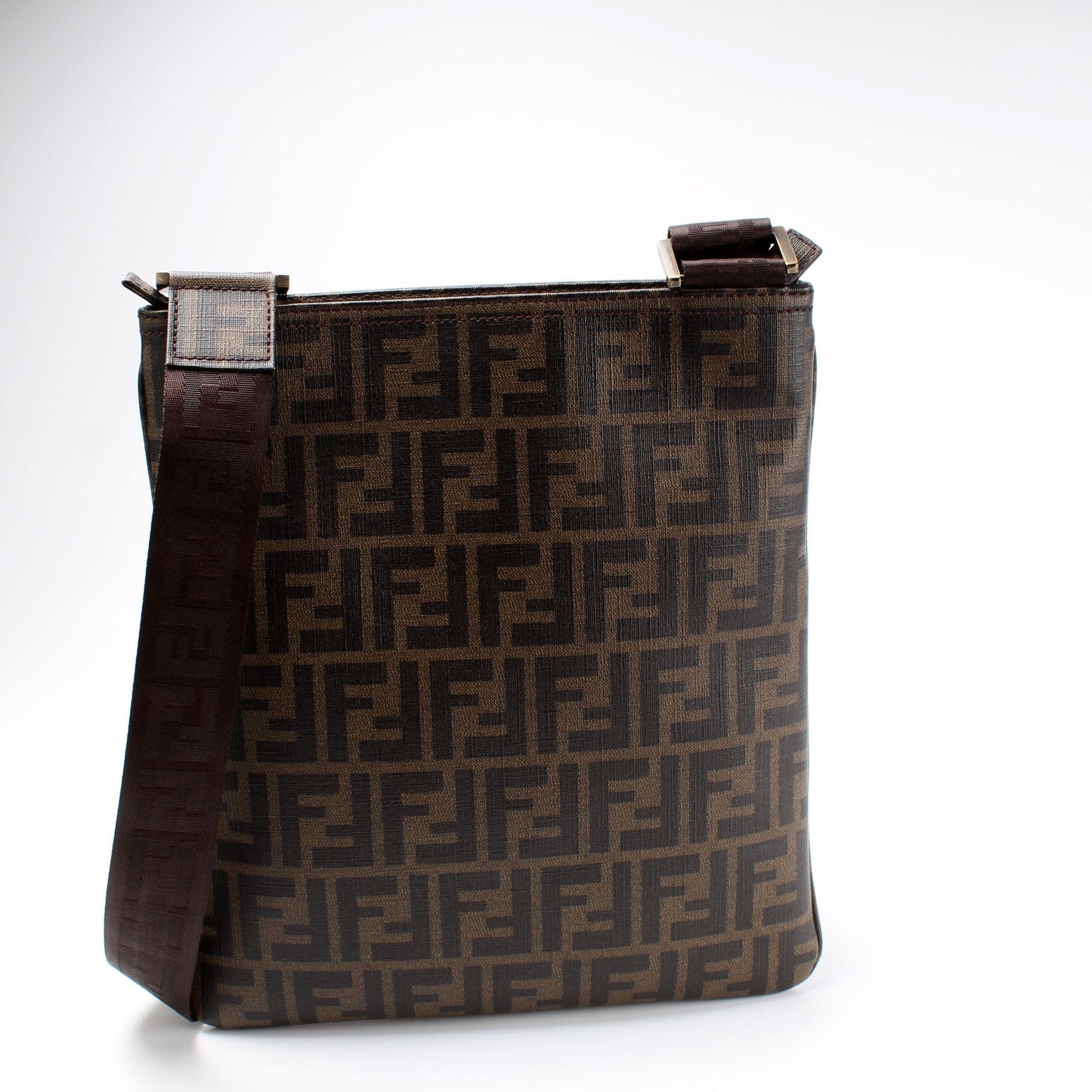 Fendi 7VA207 Spalmati Zucca Flat Messenger Bag
