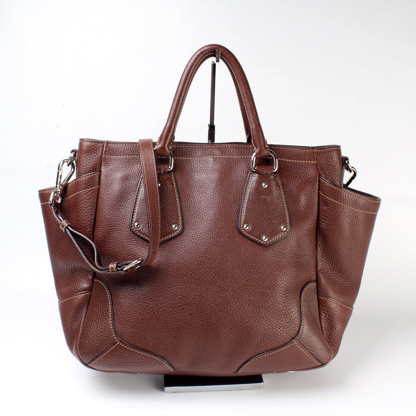 Prada Vitello Daino Side Pocket Leather Tote Bag