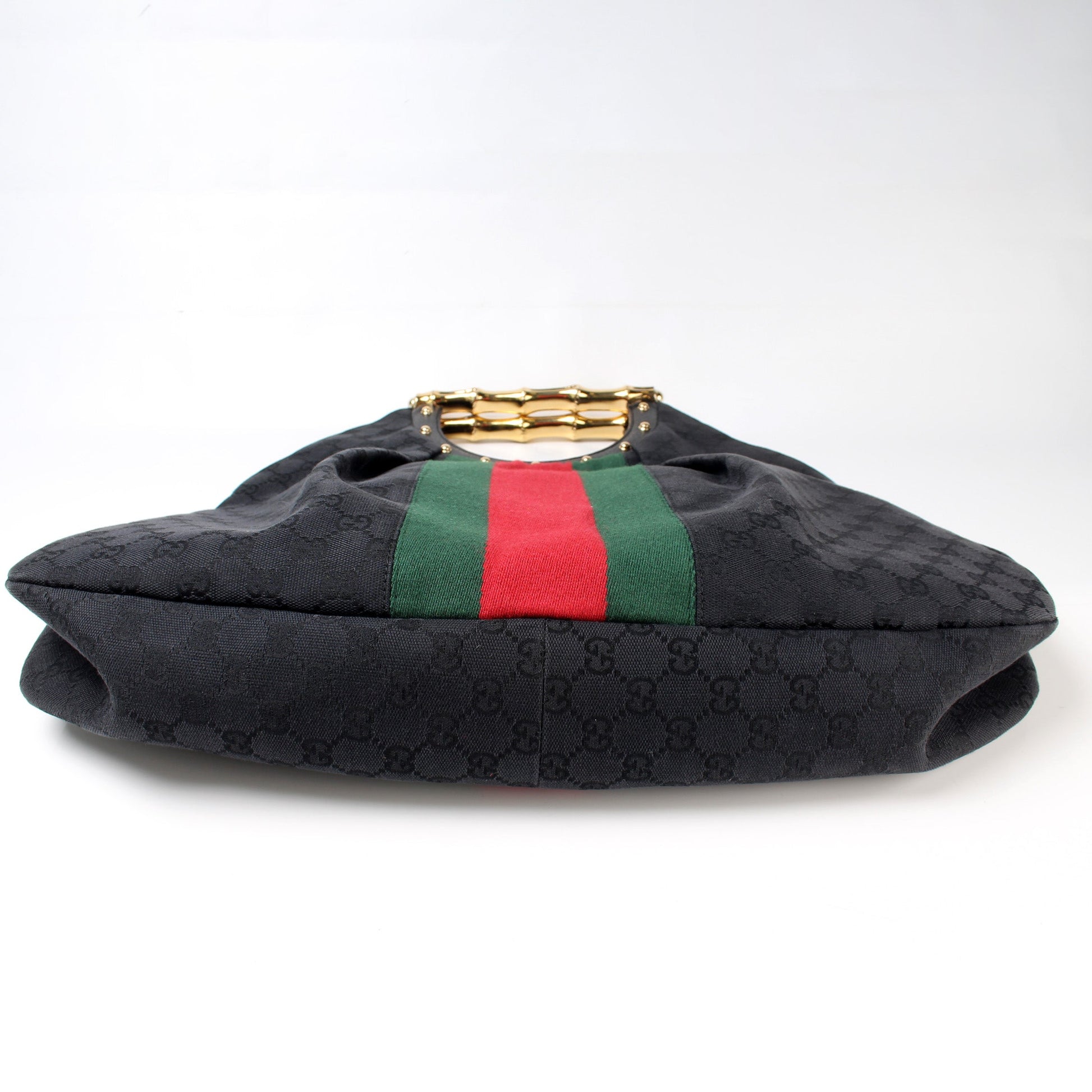 Gucci 128989 GG Canvas Metal Bamboo Bag