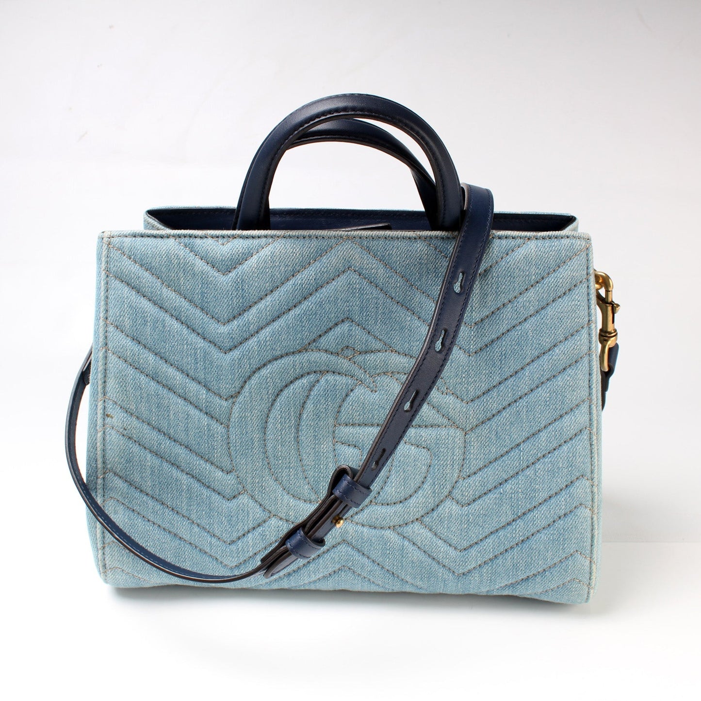 Gucci 448054 Marmont Top Handle Denim Bag