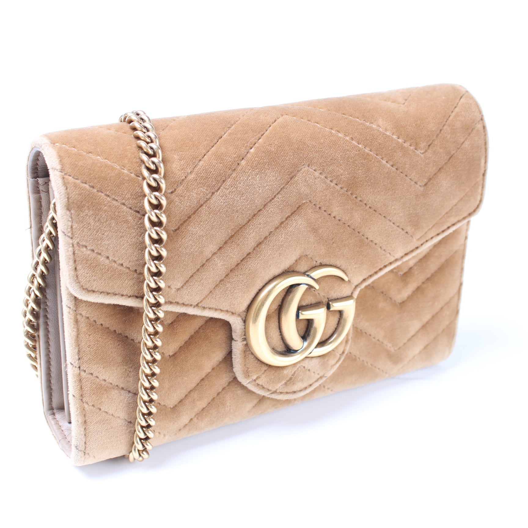 Gucci 474575 Marmont Velvet Chain Wallet Bag