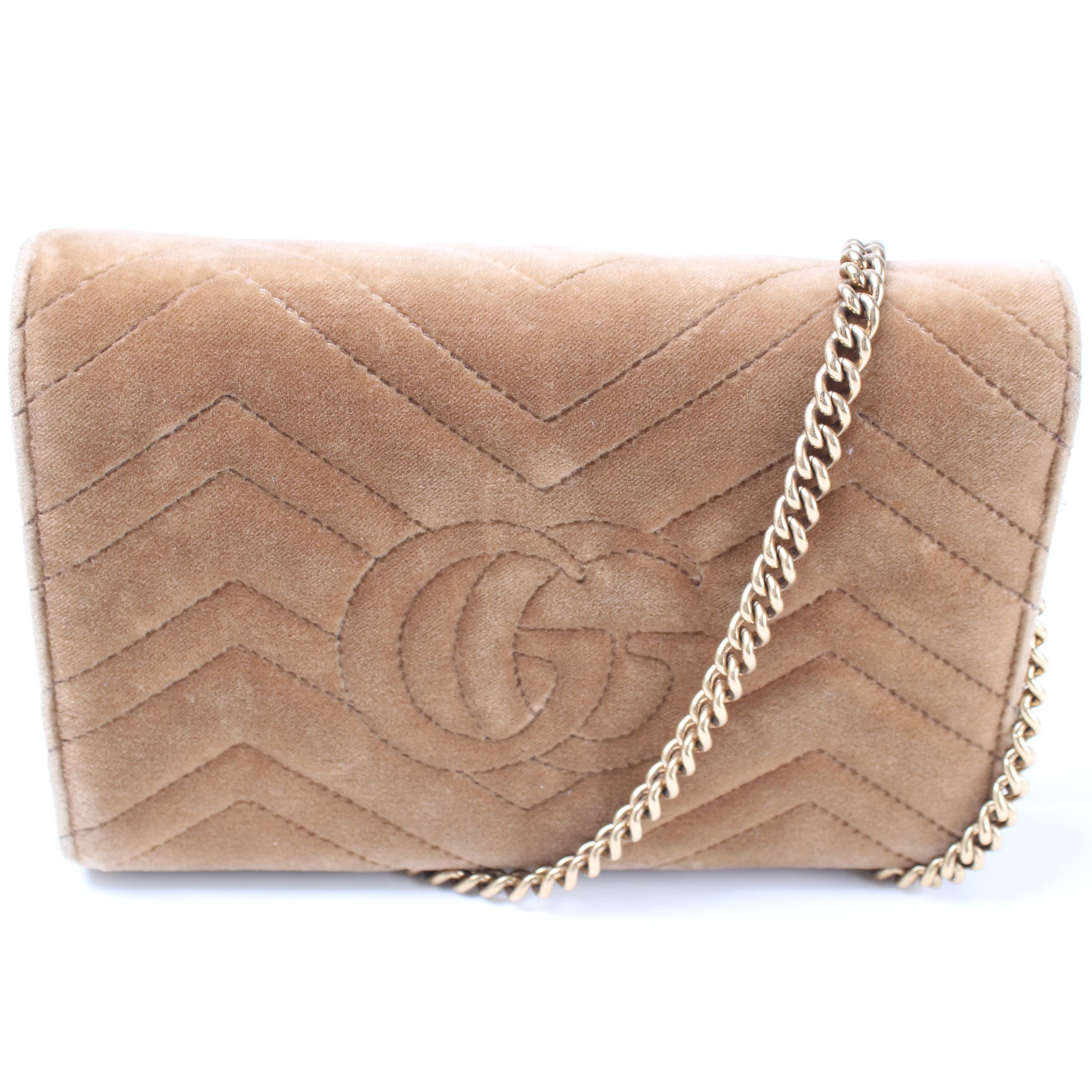 Gucci 474575 Marmont Velvet Chain Wallet Bag