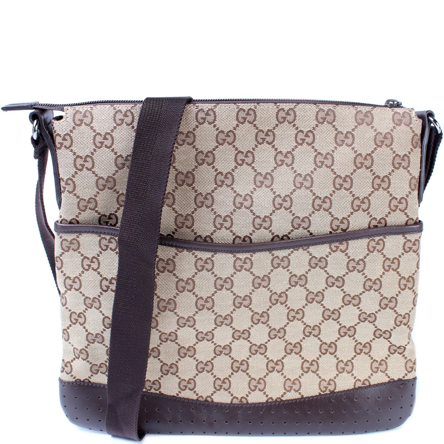Gucci 145857 GG Canvas Flat Messenger Medium Bag