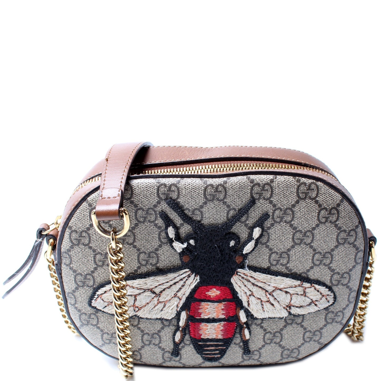 Gucci 405535 GG Supreme Embellished Bee Mini Chain Bag
