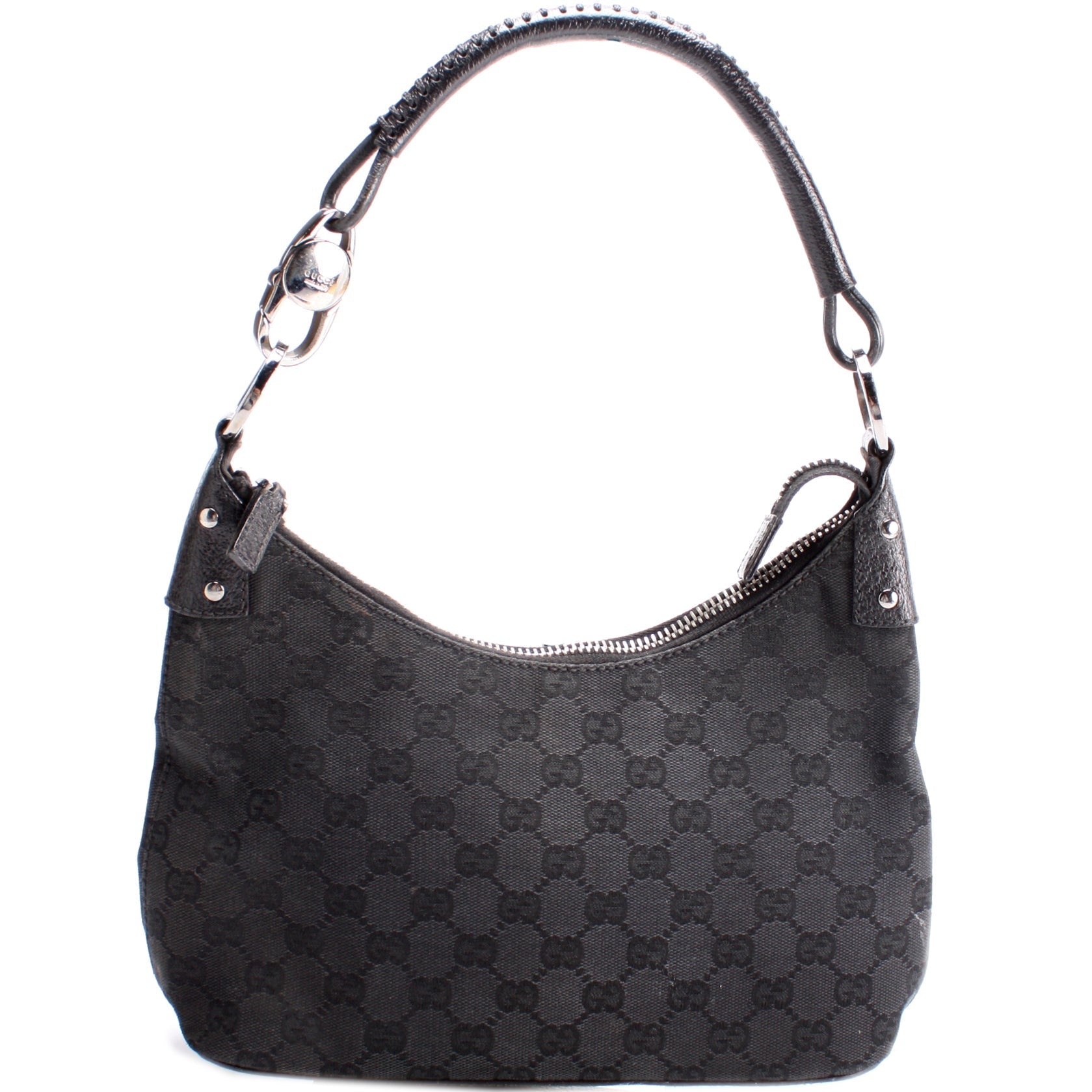 Gucci 115002 GG Canvas Classic Ring Hobo Bag