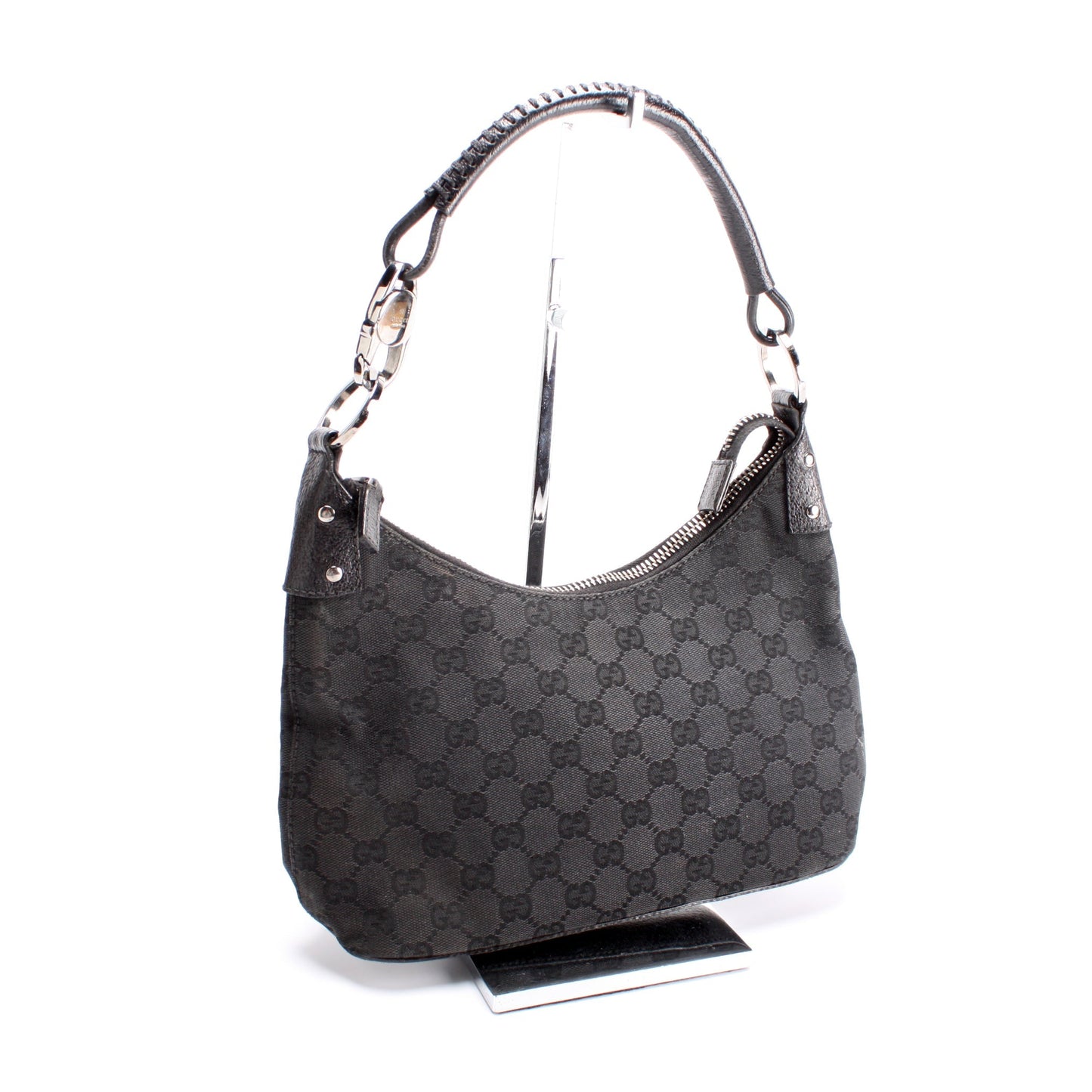 Gucci 115002 GG Canvas Classic Ring Hobo Bag