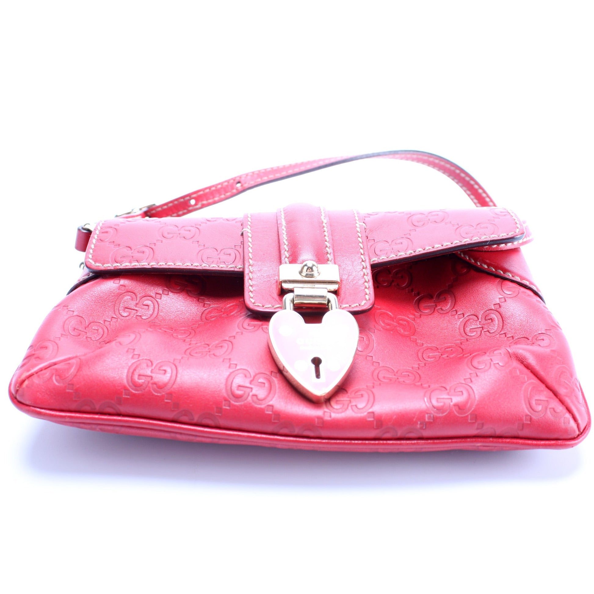 Gucci 154388 GG Leather Heart Lock Mini Bag