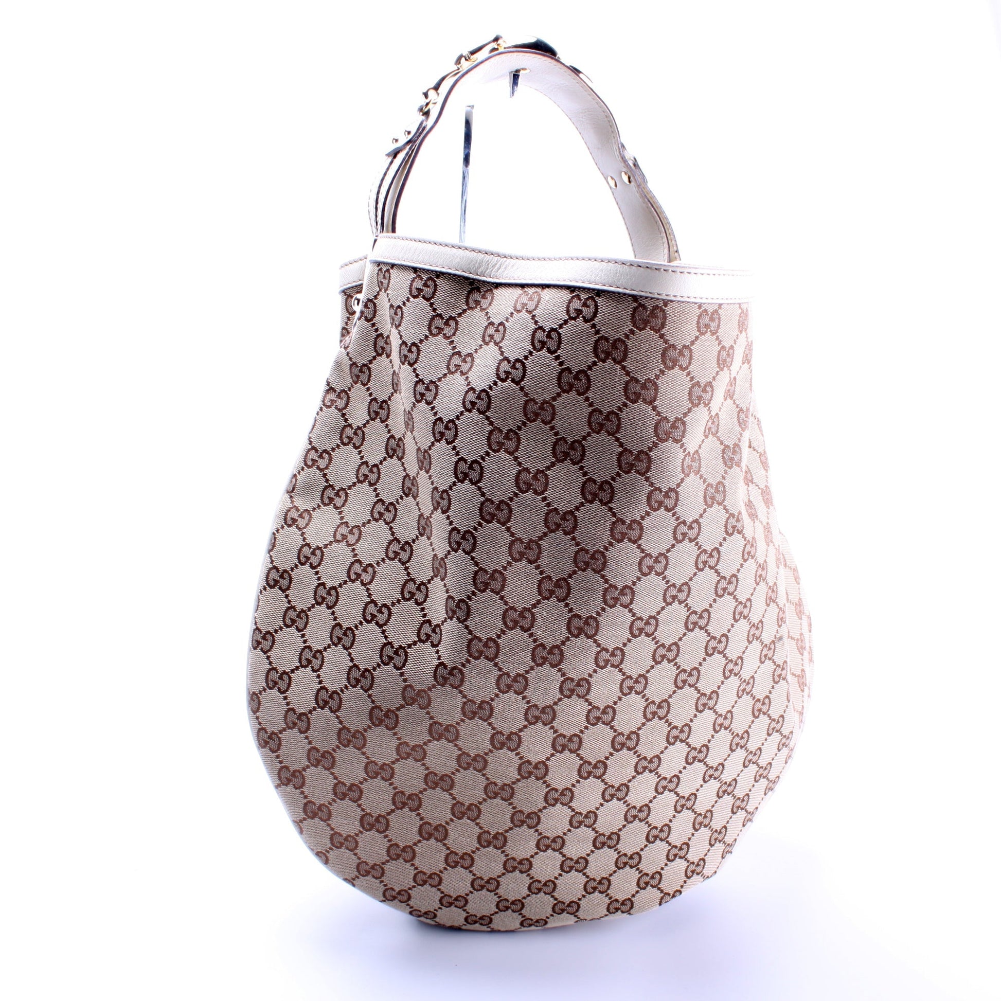 Gucci 170014 GG Canvas Wave Horsebit Hobo Bag