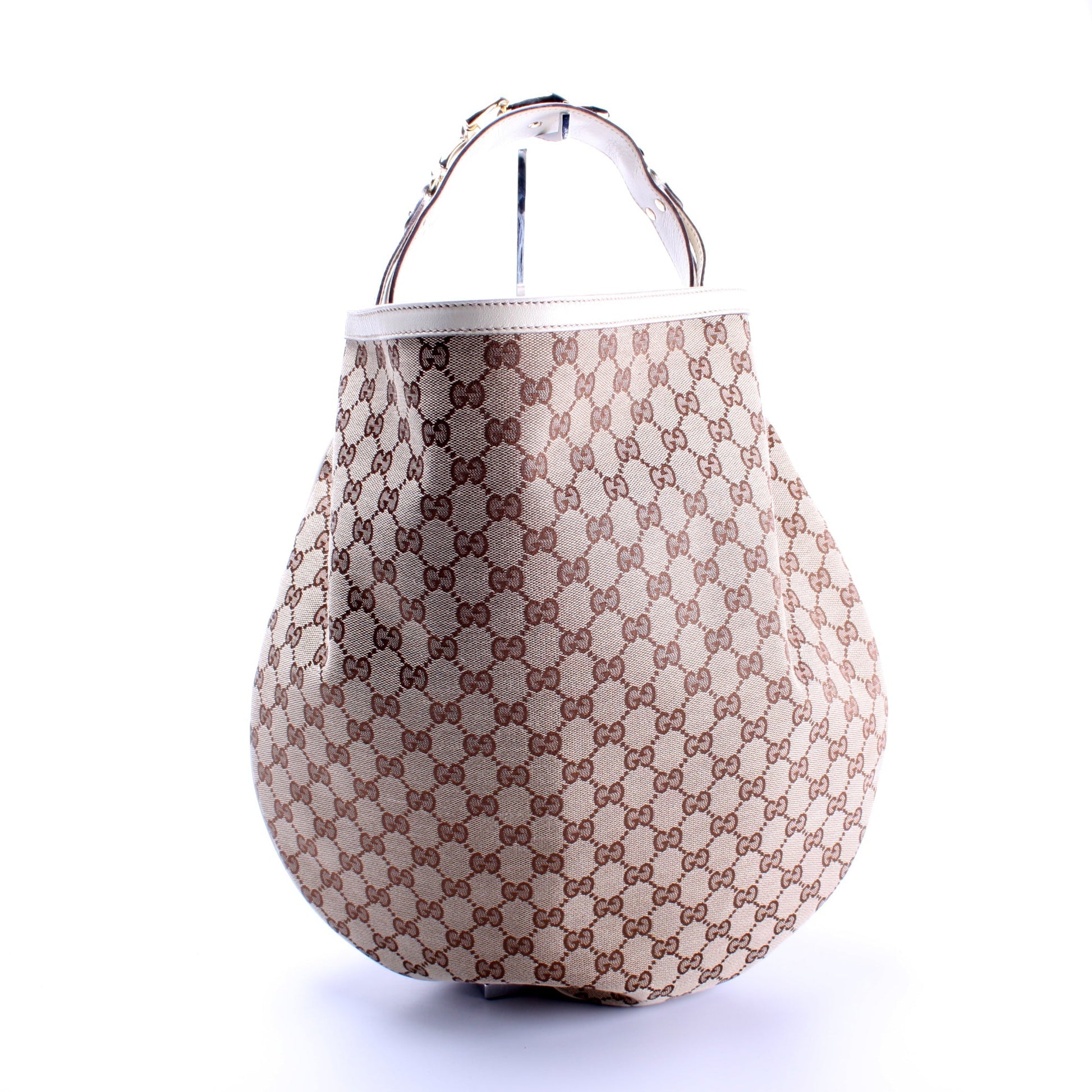 Gucci 170014 GG Canvas Wave Horsebit Hobo Bag