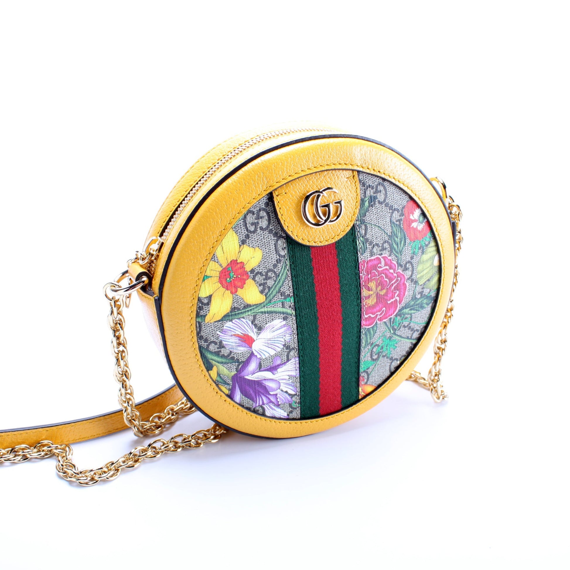 Gucci 550618 Ophidia GG Flora Round Small Crossbody Bag