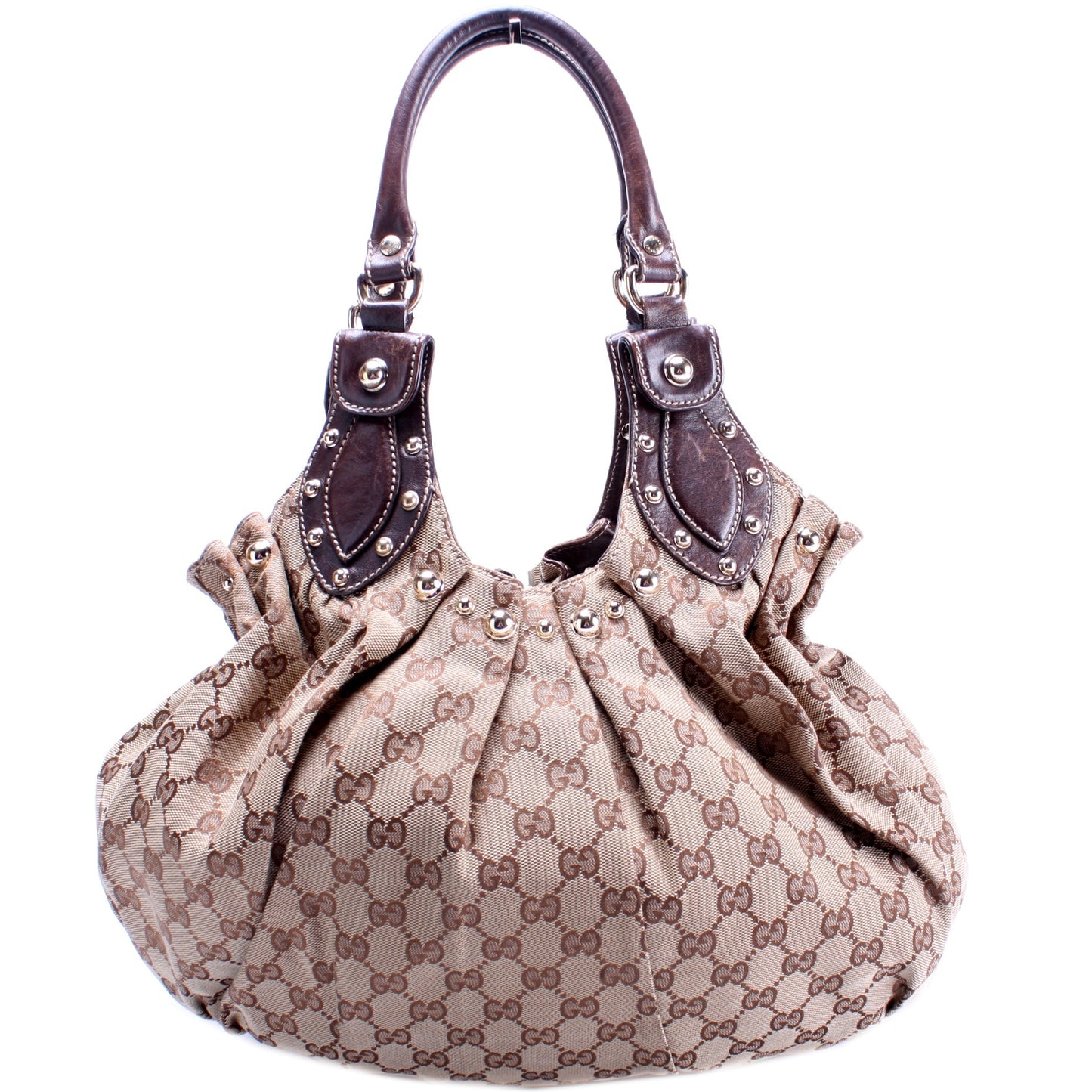 Gucci 203624 GG Canvas Studded Pelam Medium Bag
