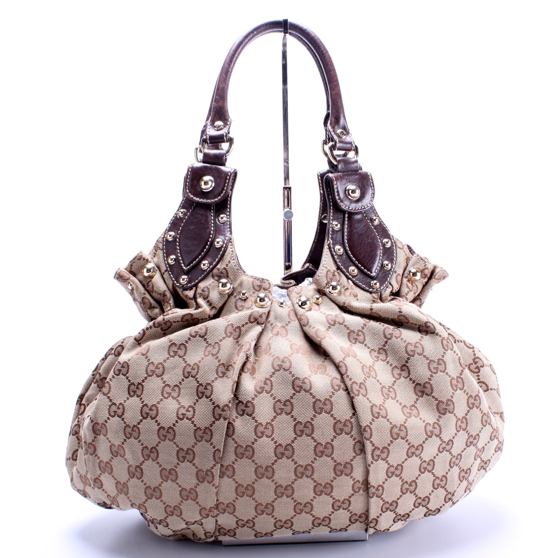 Gucci 203624 GG Canvas Studded Pelam Medium Bag