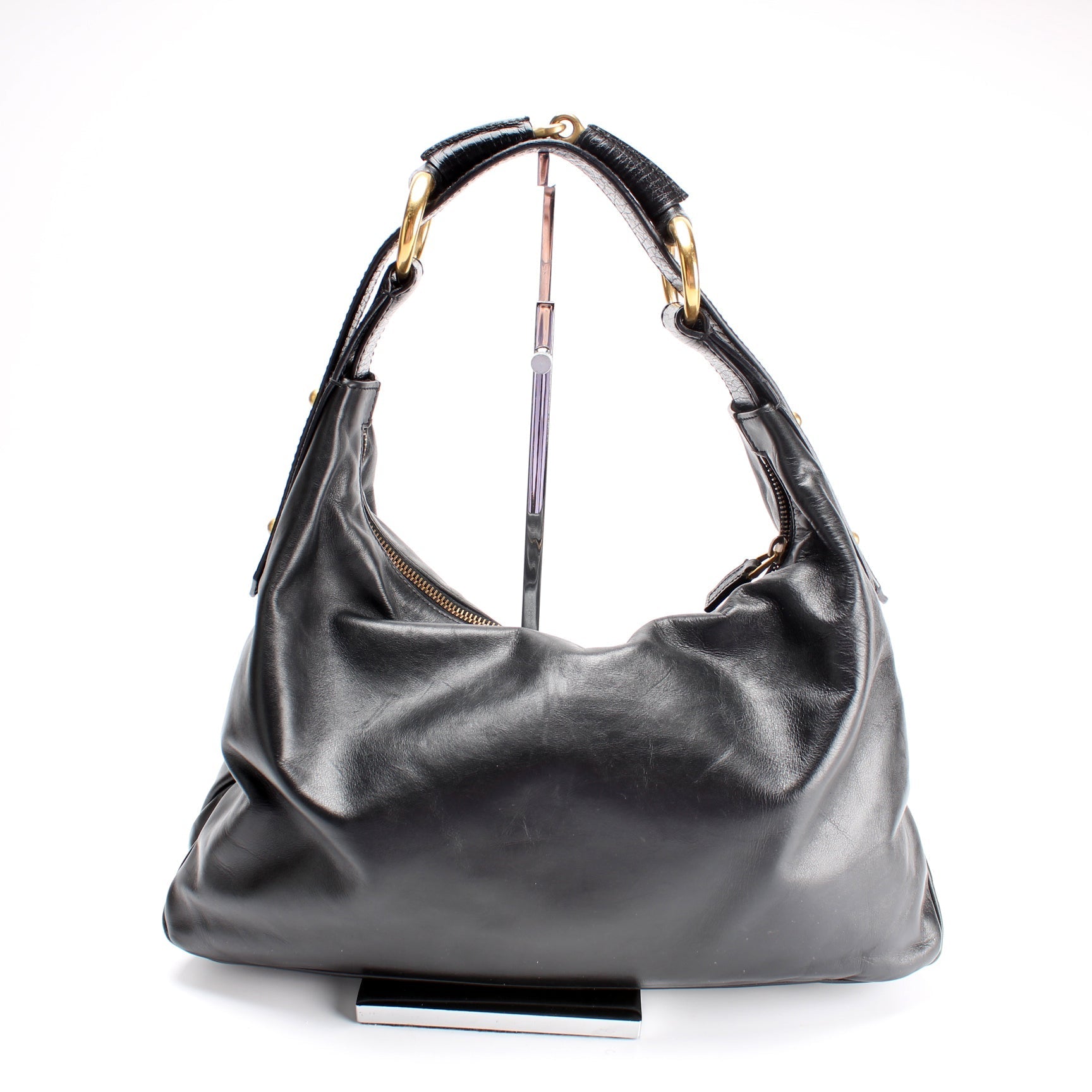 Gucci 115867 Horsebit Leather Hobo Bag