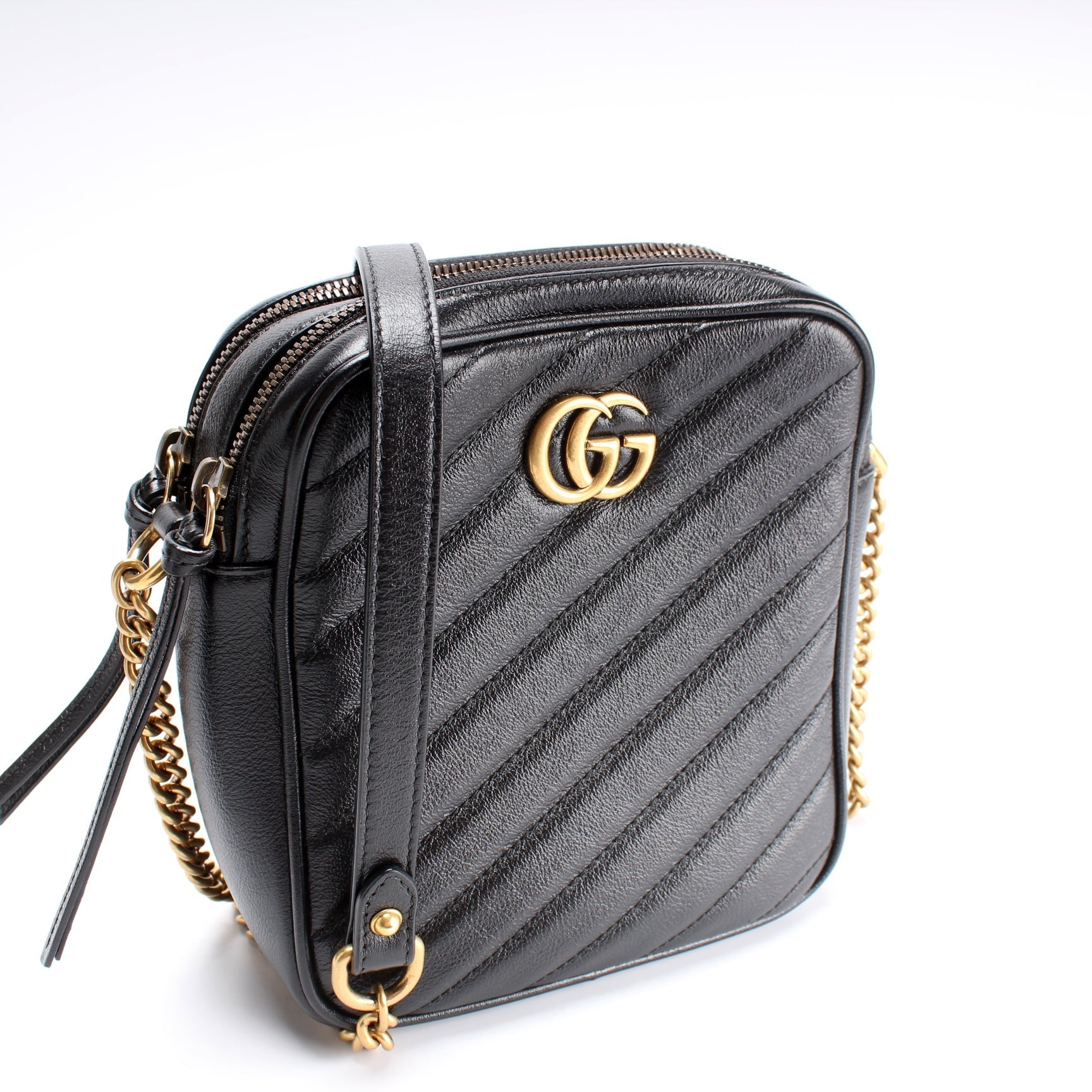 Gucci 550155 GG Marmont Double Zip Shoulder Bag