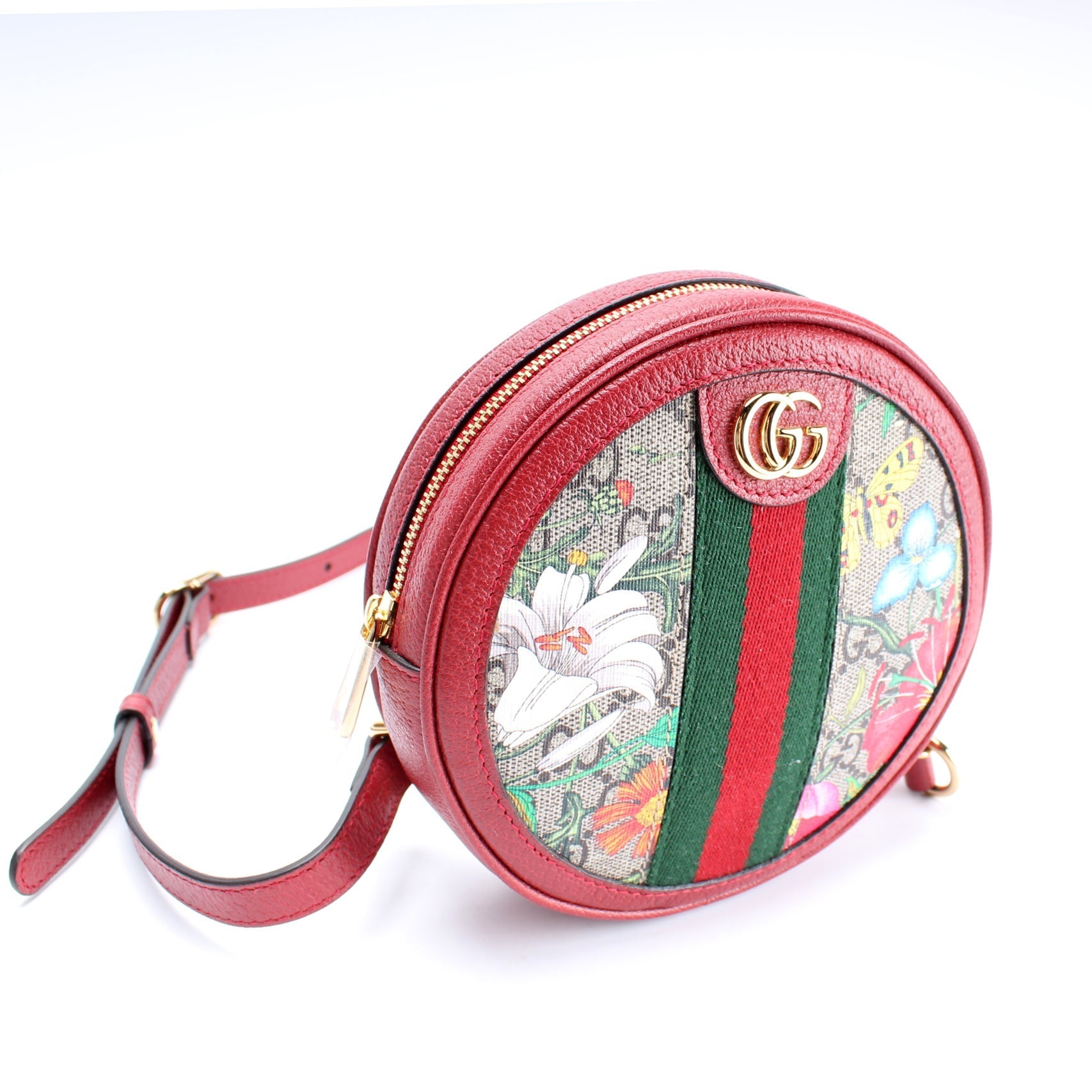 Gucci 598661 Ophidia Web Mini Flora Round Backpack Bag