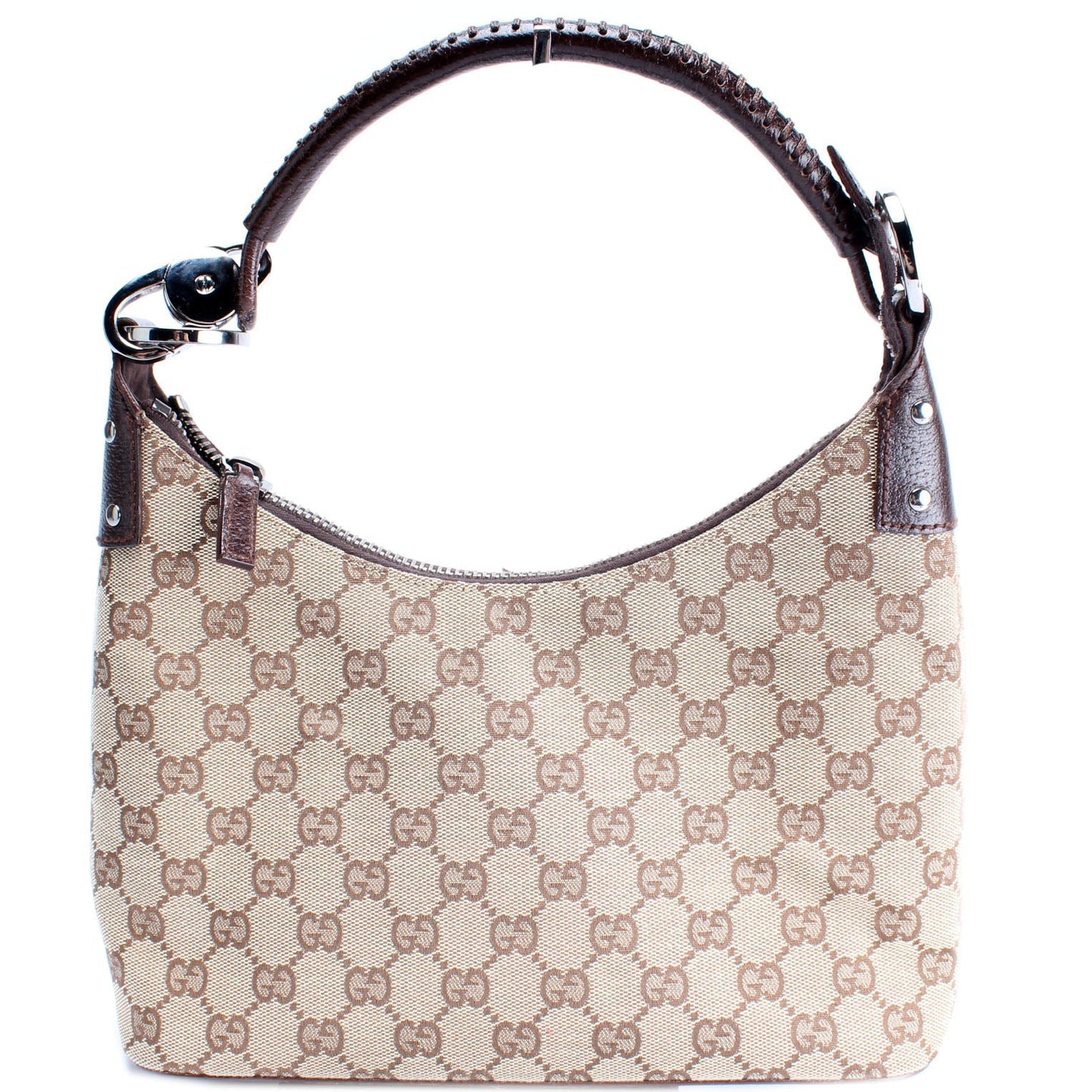 Gucci 115002 GG Canvas Classic Ring Hobo Bag
