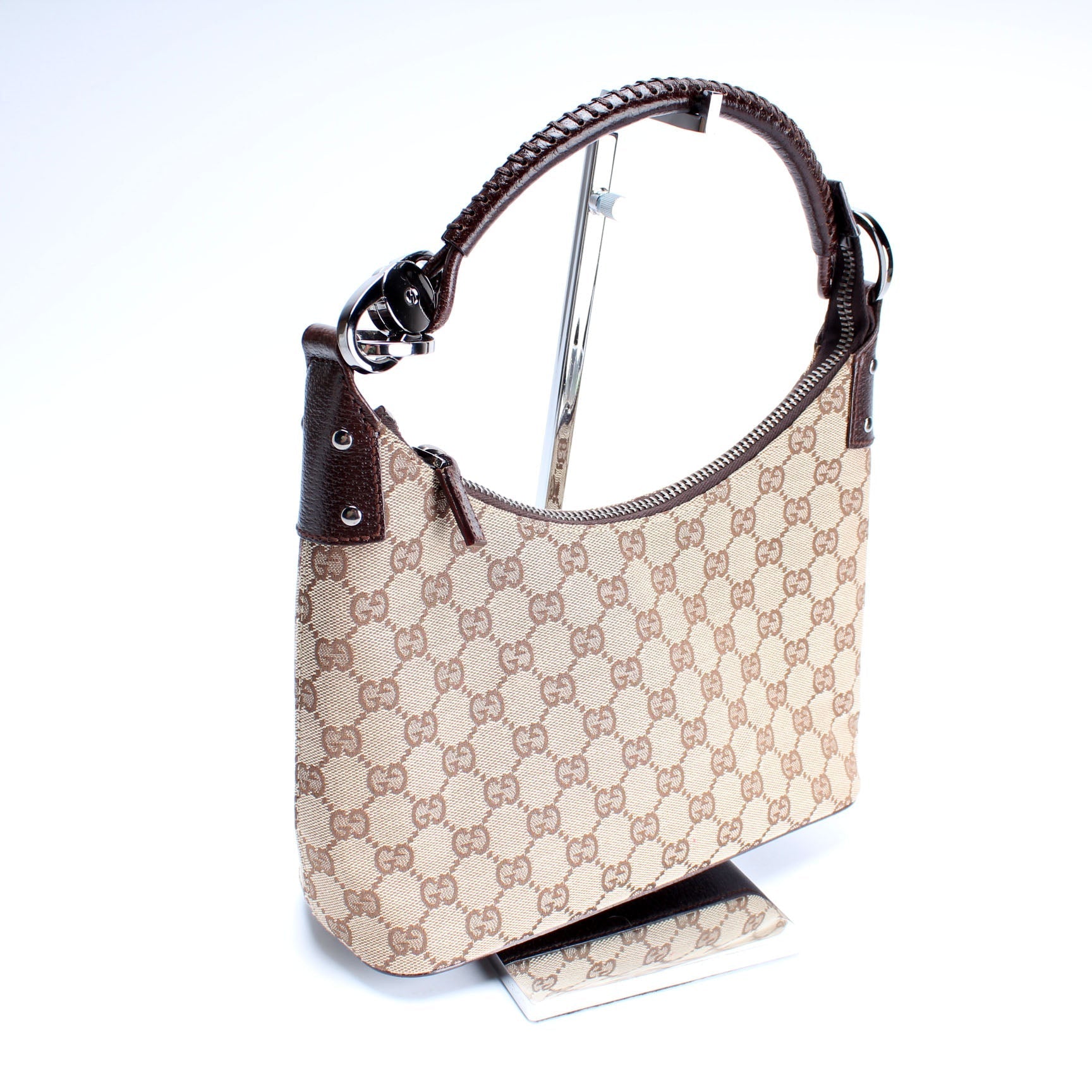 Gucci 115002 GG Canvas Classic Ring Hobo Bag