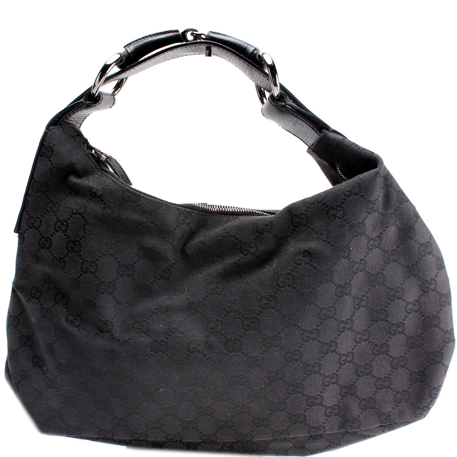 Gucci 115867 Horsebit GG Canvas Hobo Bag
