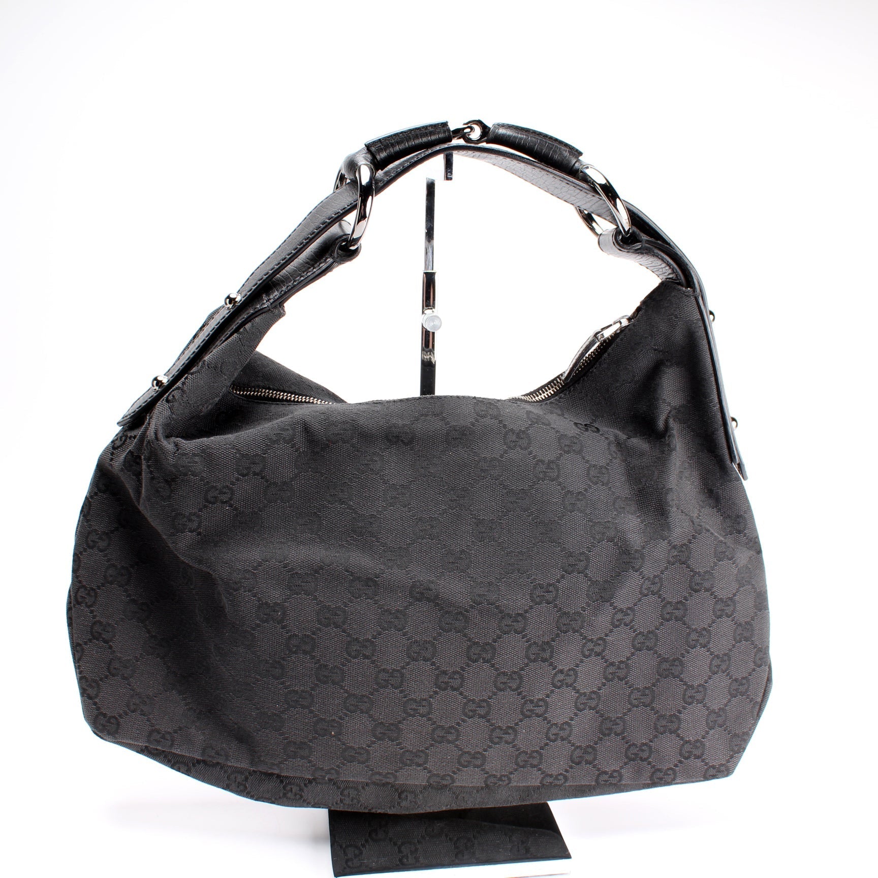 Gucci 115867 Horsebit GG Canvas Hobo Bag