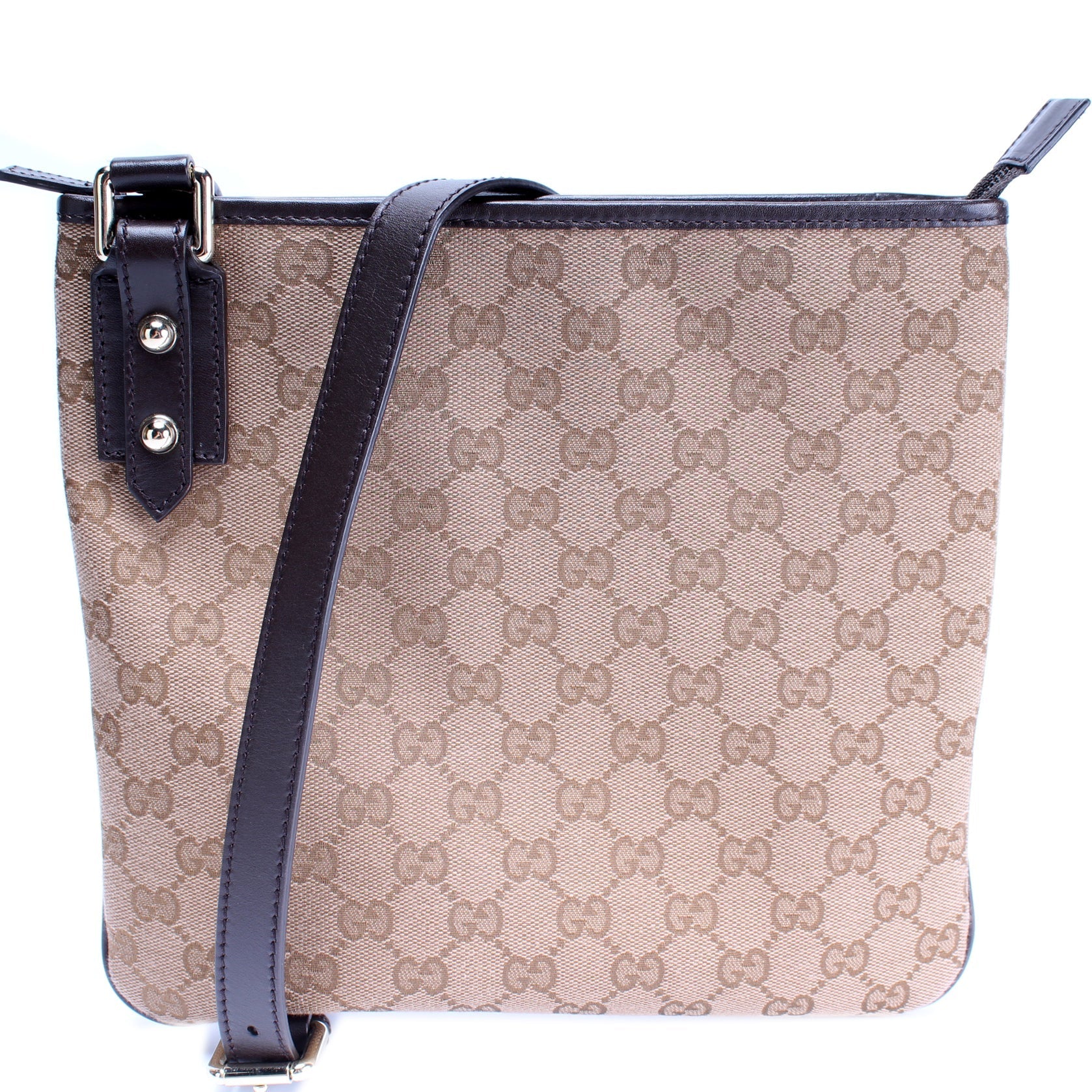 Gucci 257246 GG Canvas Flat Messenger Bag