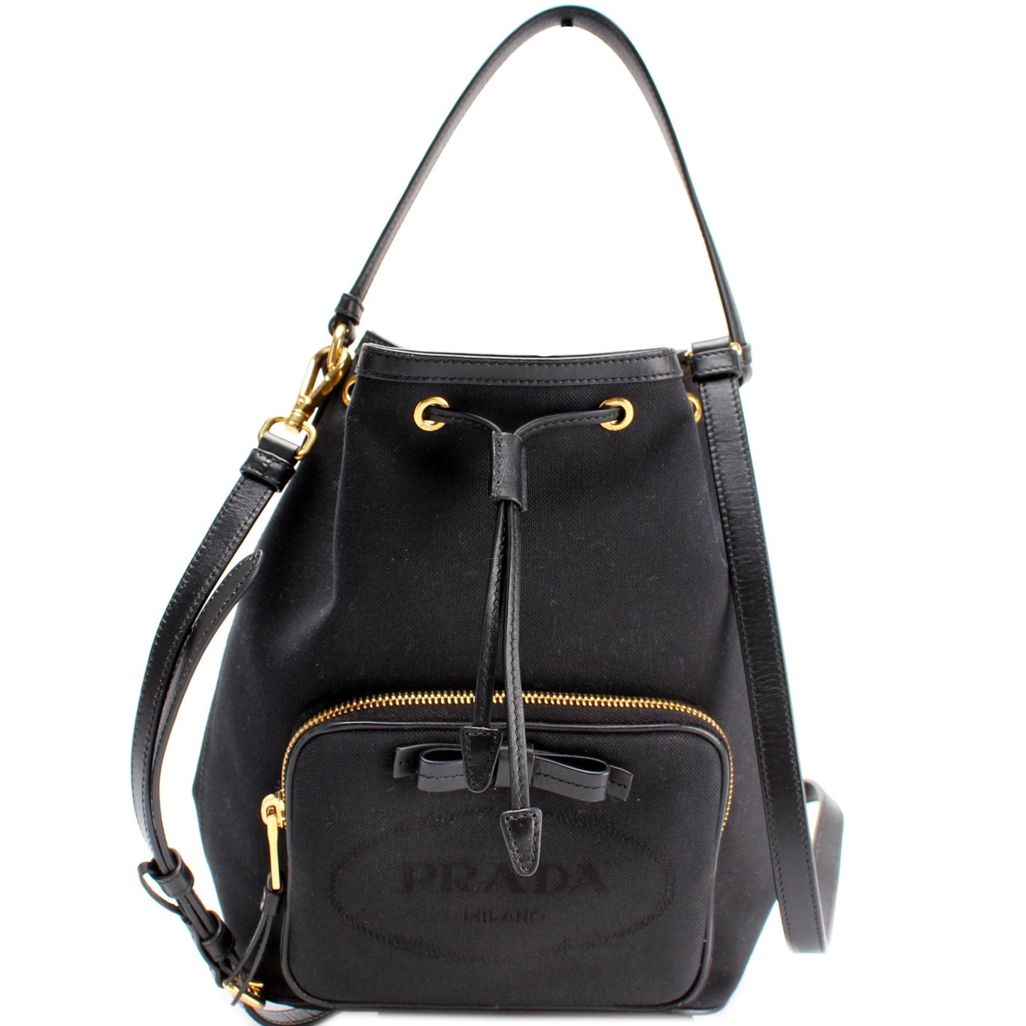 Prada Logo Jacquard Bucket Bag