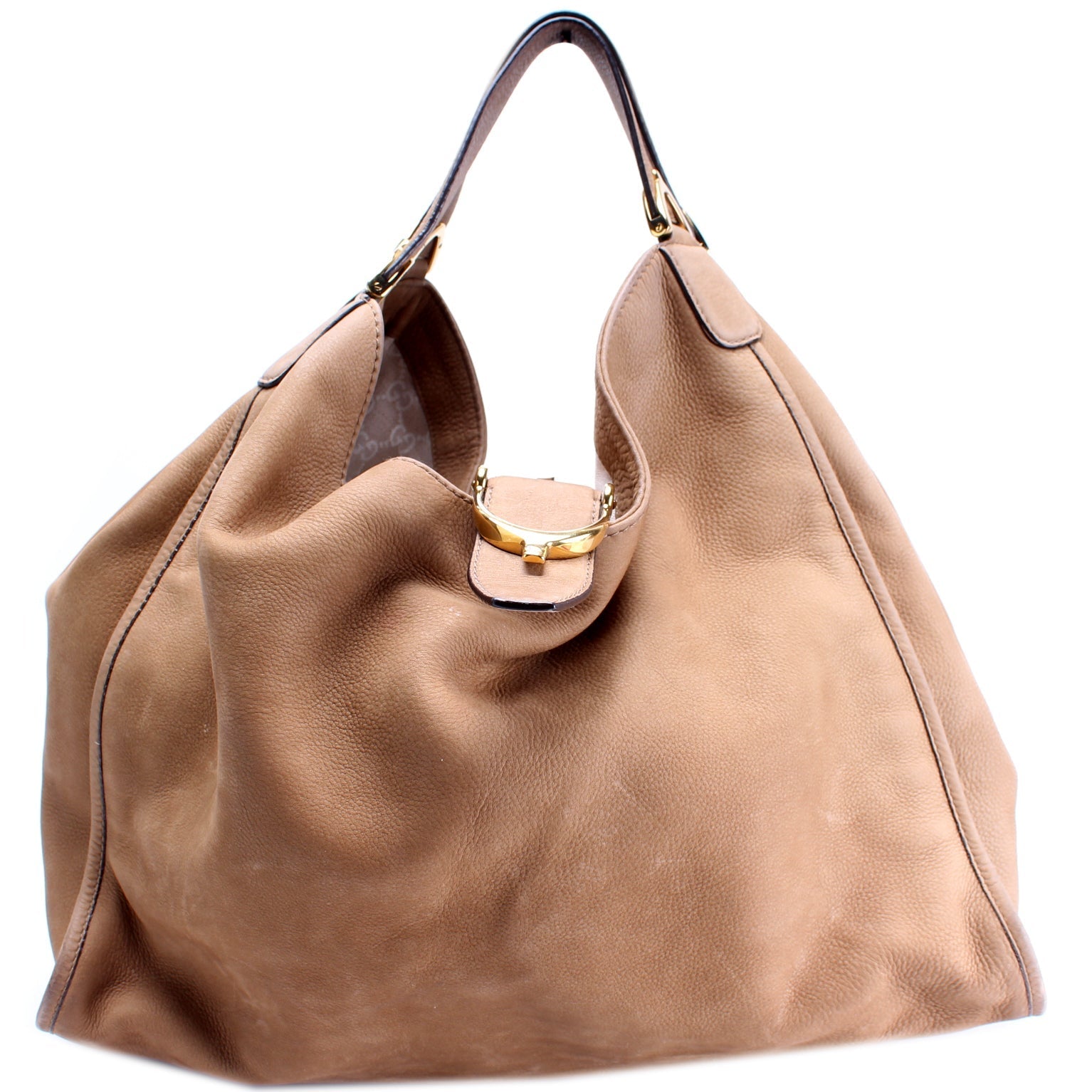 Gucci 296855 Horsebit Large Hobo Nubuck Bag